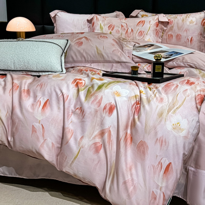 91家纺网 家纺一手货源 找家纺 红日子纺织品 2025新款亲肤舒适莱赛尔天丝四件套 秘密花园