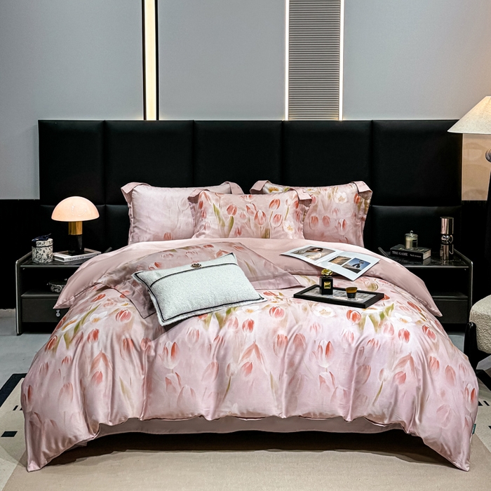 91家纺网 家纺一手货源 找家纺 红日子纺织品 2025新款亲肤舒适莱赛尔天丝四件套 秘密花园