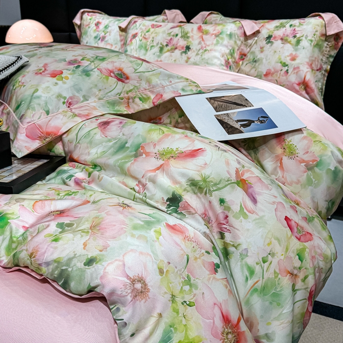 91家纺网 家纺一手货源 找家纺 红日子纺织品 2025新款亲肤舒适莱赛尔天丝四件套 若柠