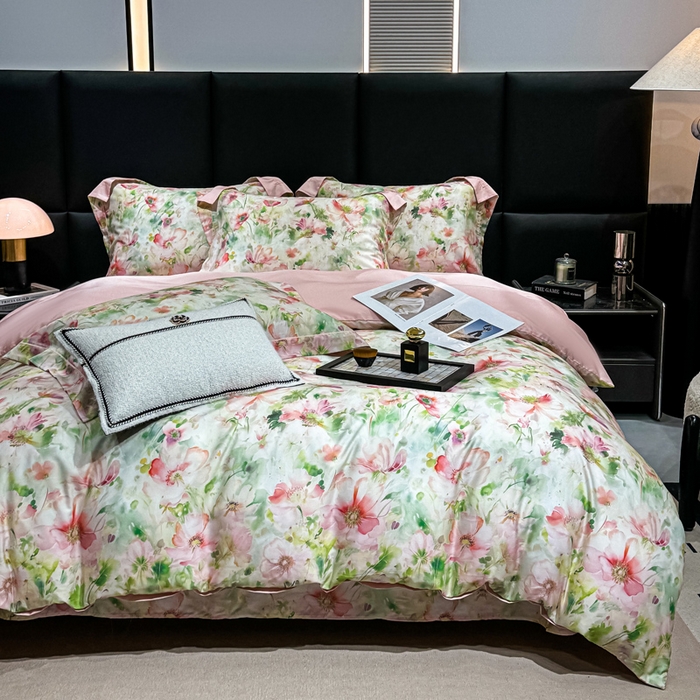 91家纺网 家纺一手货源 找家纺 红日子纺织品 2025新款亲肤舒适莱赛尔天丝四件套 若柠