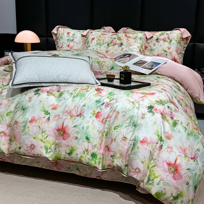 91家纺网 家纺一手货源 找家纺 红日子纺织品 2025新款亲肤舒适莱赛尔天丝四件套 若柠