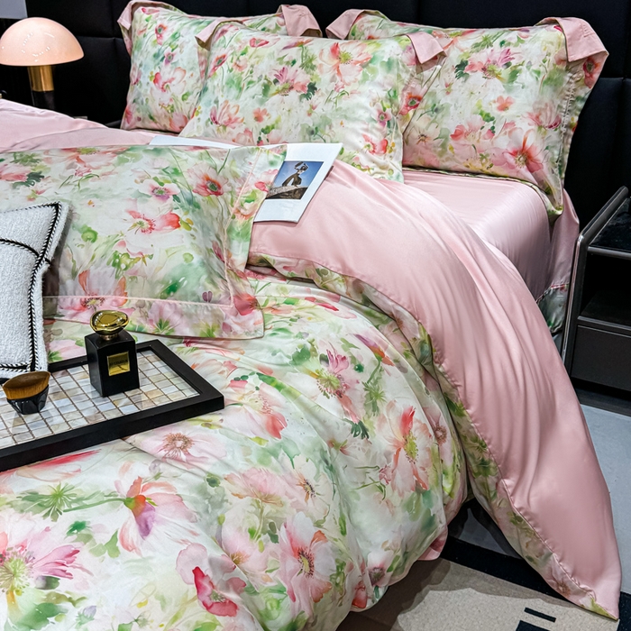 91家纺网 家纺一手货源 找家纺 红日子纺织品 2025新款亲肤舒适莱赛尔天丝四件套 若柠