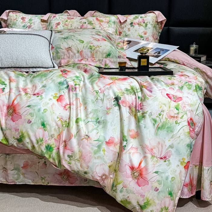 91家纺网 家纺一手货源 找家纺 红日子纺织品 2025新款亲肤舒适莱赛尔天丝四件套 若柠