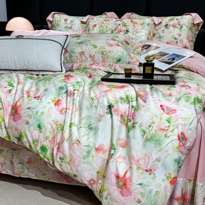 91家纺网 家纺一手货源 找家纺 红日子纺织品 2025新款亲肤舒适莱赛尔天丝四件套 若柠