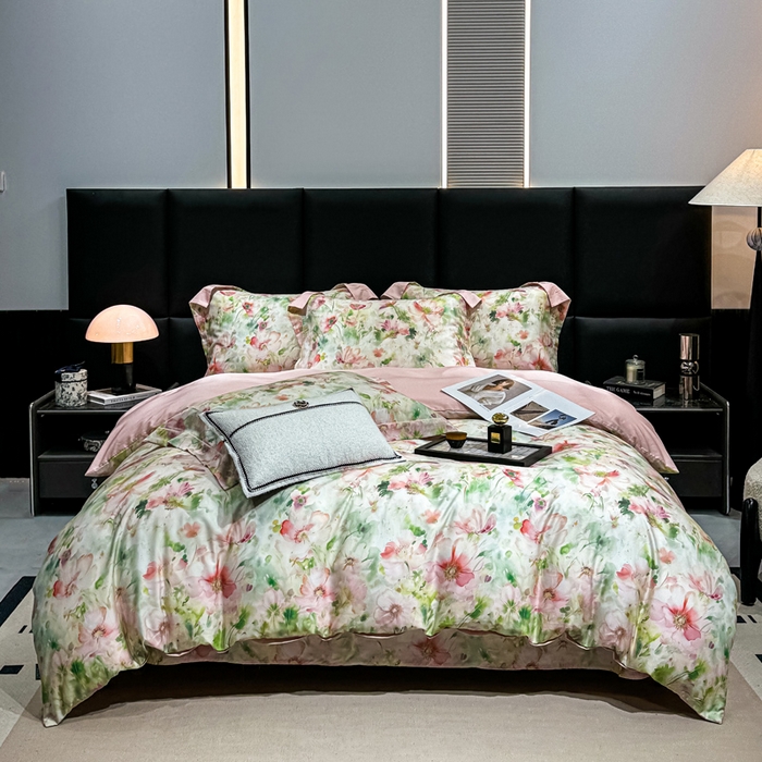 91家纺网 家纺一手货源 找家纺 红日子纺织品 2025新款亲肤舒适莱赛尔天丝四件套 若柠