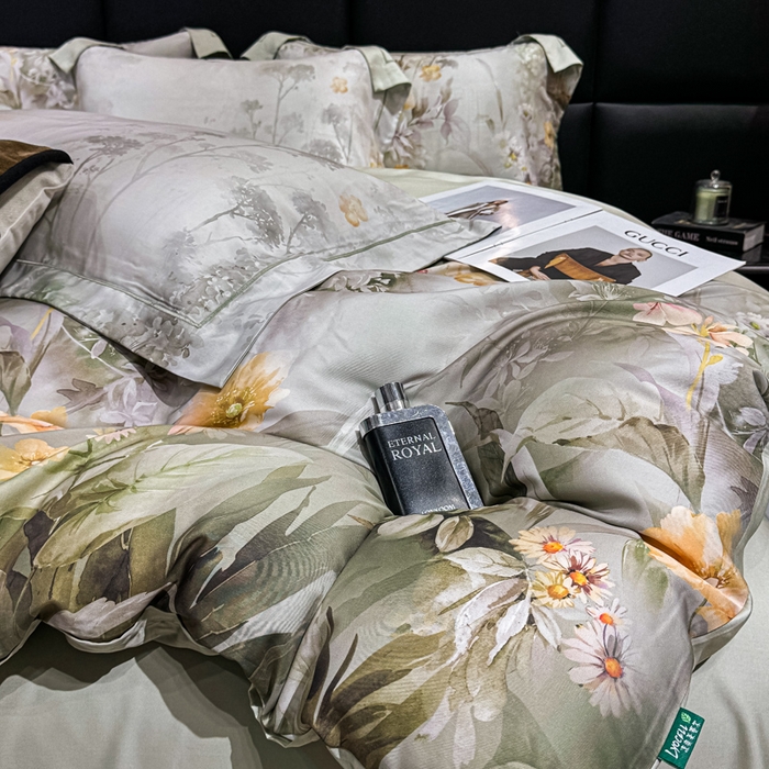 91家纺网 家纺一手货源 找家纺 红日子纺织品 2025新款亲肤舒适莱赛尔天丝四件套 森林来信