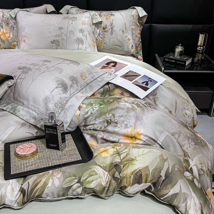 91家纺网 家纺一手货源 找家纺 红日子纺织品 2025新款亲肤舒适莱赛尔天丝四件套 森林来信