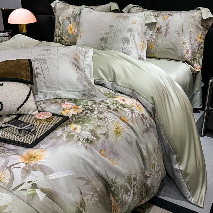 91家纺网 家纺一手货源 找家纺 红日子纺织品 2025新款亲肤舒适莱赛尔天丝四件套 森林来信