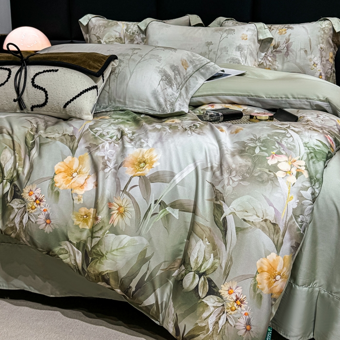 91家纺网 家纺一手货源 找家纺 红日子纺织品 2025新款亲肤舒适莱赛尔天丝四件套 森林来信