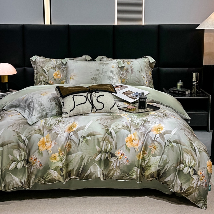 91家纺网 家纺一手货源 找家纺 红日子纺织品 2025新款亲肤舒适莱赛尔天丝四件套 森林来信