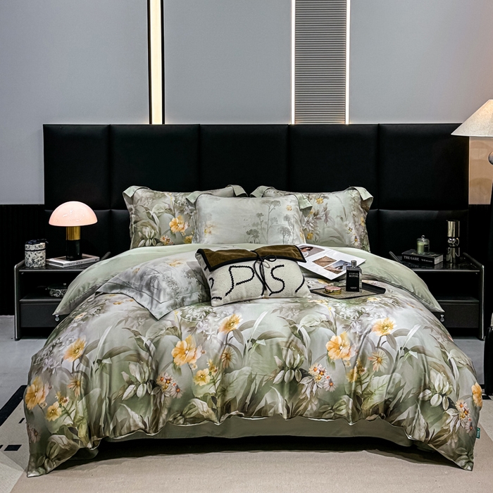 91家纺网 家纺一手货源 找家纺 红日子纺织品 2025新款亲肤舒适莱赛尔天丝四件套 森林来信