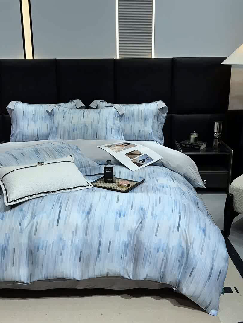 91家纺网 家纺一手货源 找家纺 红日子纺织品 2025新款亲肤舒适莱赛尔天丝四件套 香芷格-蓝