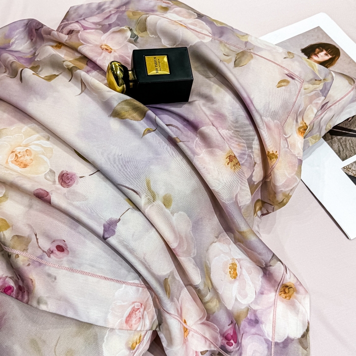 91家纺网 家纺一手货源 找家纺 红日子纺织品 2025新款亲肤舒适莱赛尔天丝四件套 烟雨蒙蒙-粉