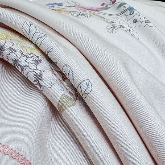 91家纺网 家纺一手货源 找家纺 红日子纺织品 2025新款亲肤舒适莱赛尔天丝四件套 长浅薇-粉