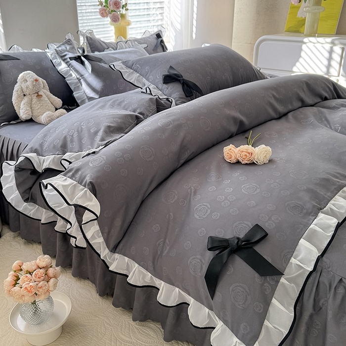 91家纺网 家纺一手货源 找家纺 （总）莉莉安家纺 2025新款韩版亲肤磨毛花边蝴蝶结浪漫蕾丝花边款甜心系列单枕套（提供买家秀）