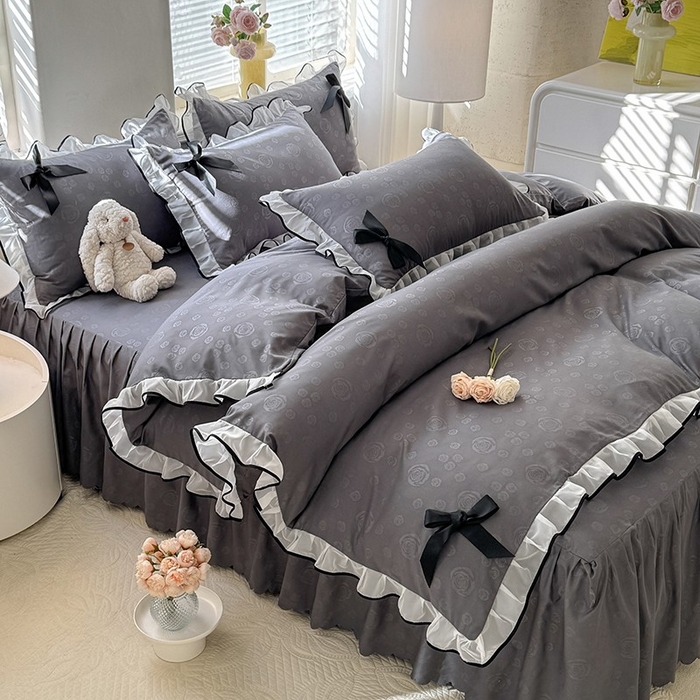 91家纺网 家纺一手货源 找家纺 （总）莉莉安家纺 2025新款韩版亲肤磨毛花边蝴蝶结浪漫蕾丝花边款甜心系列单枕套（提供买家秀）