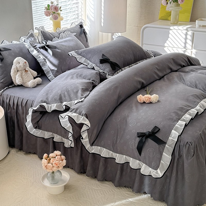 91家纺网 家纺一手货源 找家纺 （总）莉莉安家纺 2025新款韩版亲肤磨毛花边蝴蝶结浪漫蕾丝花边款甜心系列单枕套（提供买家秀）