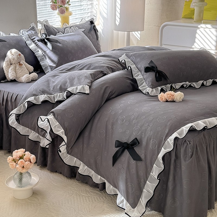 91家纺网 家纺一手货源 找家纺 （总）莉莉安家纺 2025新款韩版亲肤磨毛花边蝴蝶结浪漫蕾丝花边款甜心系列单枕套（提供买家秀）