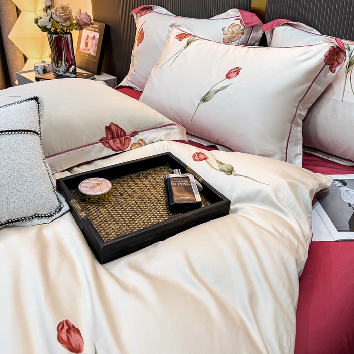 91家纺网 家纺一手货源 找家纺 （总）红日子纺织品 2025新款60s长绒棉纯棉贡缎印花四件套