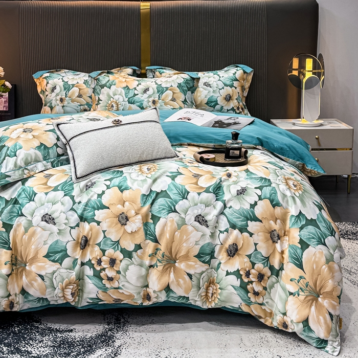 91家纺网 家纺一手货源 找家纺 （总）红日子纺织品 2025新款60s长绒棉纯棉贡缎印花四件套