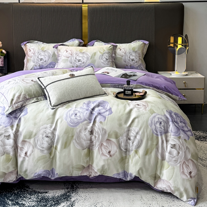 91家纺网 家纺一手货源 找家纺 （总）红日子纺织品 2025新款60s长绒棉纯棉贡缎印花四件套