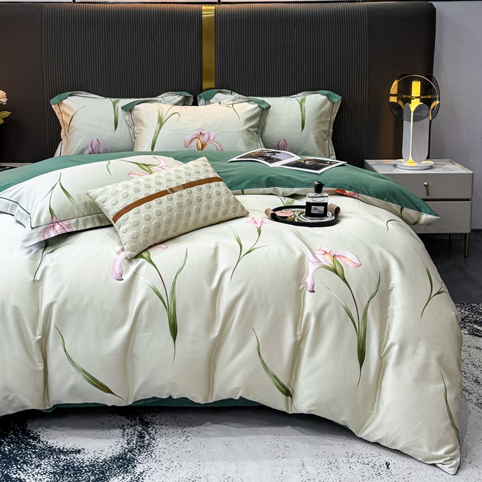 91家纺网 家纺一手货源 找家纺 （总）红日子纺织品 2025新款60s长绒棉纯棉贡缎印花四件套