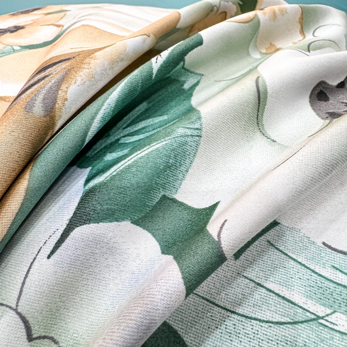 91家纺网 家纺一手货源 找家纺 红日子纺织品 2025新款60s长绒棉纯棉贡缎印花四件套 花开半夏