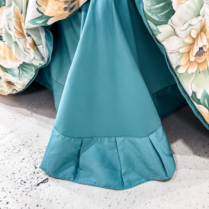 91家纺网 家纺一手货源 找家纺 红日子纺织品 2025新款60s长绒棉纯棉贡缎印花四件套 花开半夏