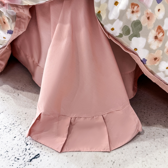 91家纺网 家纺一手货源 找家纺 红日子纺织品 2025新款60s长绒棉纯棉贡缎印花四件套 花雨涧