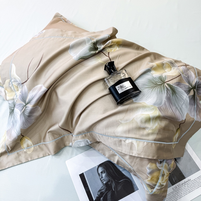 91家纺网 家纺一手货源 找家纺 红日子纺织品 2025新款60s长绒棉纯棉贡缎印花四件套 沐兮