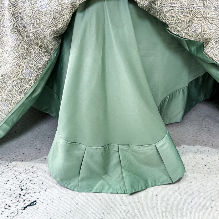 91家纺网 家纺一手货源 找家纺 红日子纺织品 2025新款60s长绒棉纯棉贡缎印花四件套 沐雁-绿