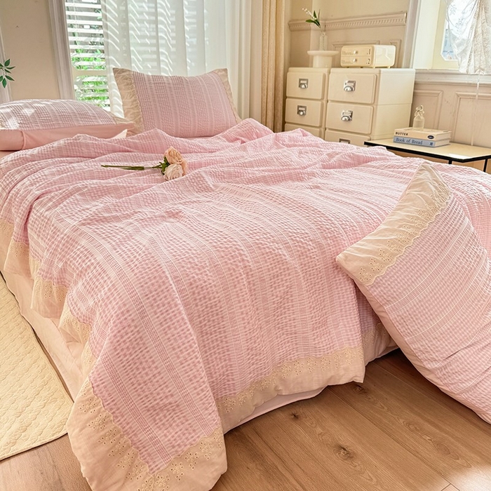 91家纺网 家纺一手货源 找家纺 （总）大麦家纺 2025新款泡泡棉夏被夏凉被空调被夏被四件套-乐芙