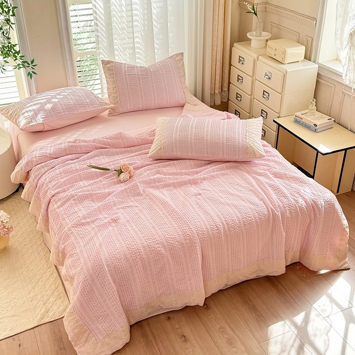 91家纺网 家纺一手货源 找家纺 （总）大麦家纺 2025新款泡泡棉夏被夏凉被空调被夏被四件套-乐芙