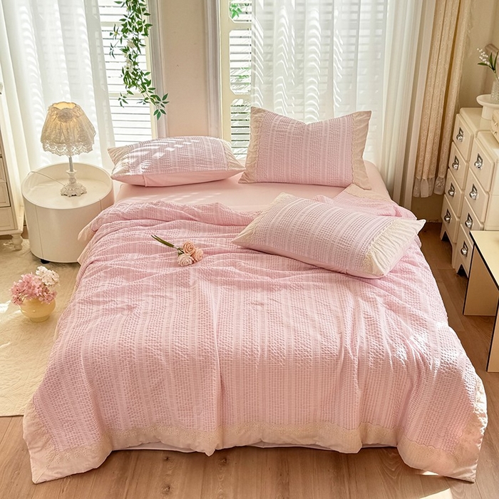 91家纺网 家纺一手货源 找家纺 （总）大麦家纺 2025新款泡泡棉夏被夏凉被空调被夏被四件套-乐芙