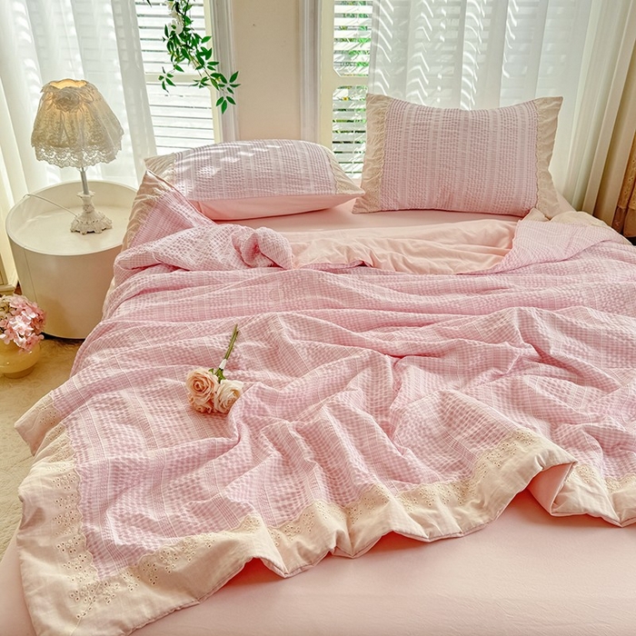 91家纺网 家纺一手货源 找家纺 （总）大麦家纺 2025新款泡泡棉夏被夏凉被空调被夏被四件套-乐芙