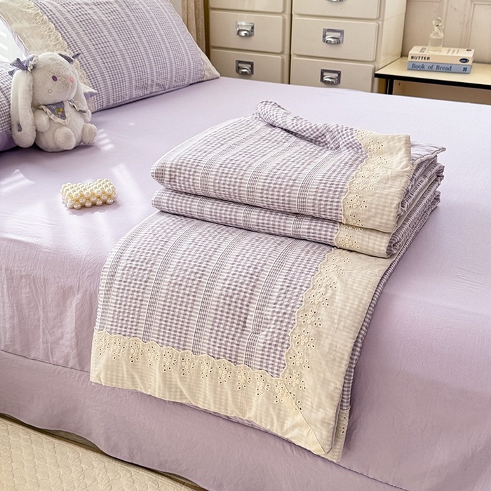 大麦家纺 2025新款泡泡棉夏被夏凉被空调被夏被四件套-乐芙 乐芙-紫