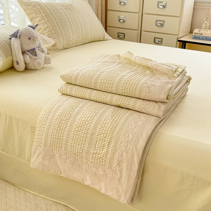 大麦家纺 2025新款泡泡棉夏被夏凉被空调被夏被四件套-乐芙 乐芙-黄