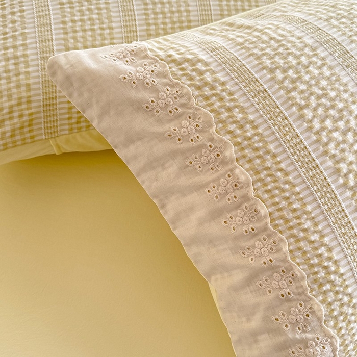 91家纺网 家纺一手货源 找家纺 大麦家纺 2025新款泡泡棉夏被夏凉被空调被夏被四件套-乐芙 乐芙-黄