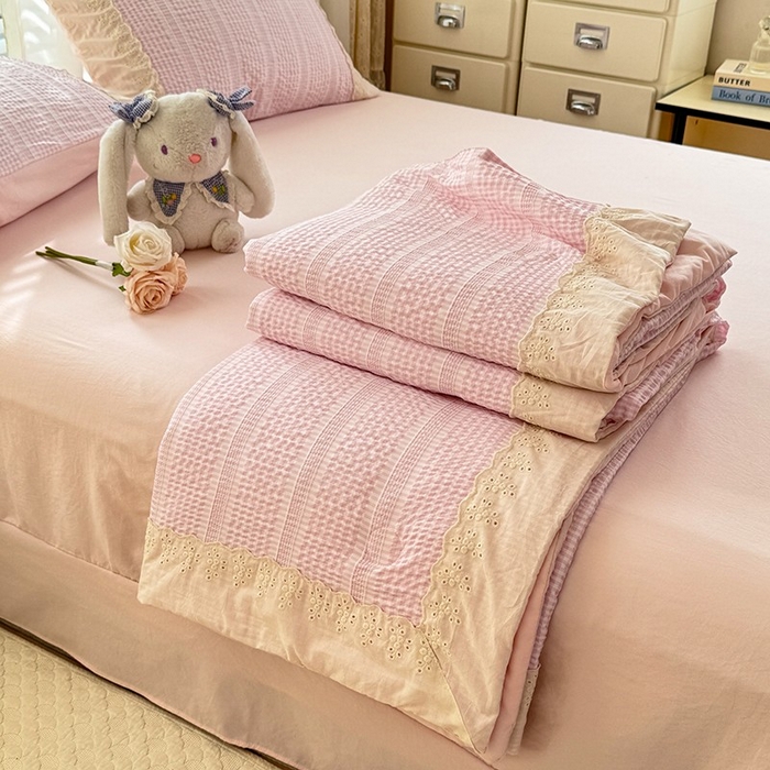 大麦家纺 2025新款泡泡棉夏被夏凉被空调被夏被四件套-乐芙 乐芙-粉