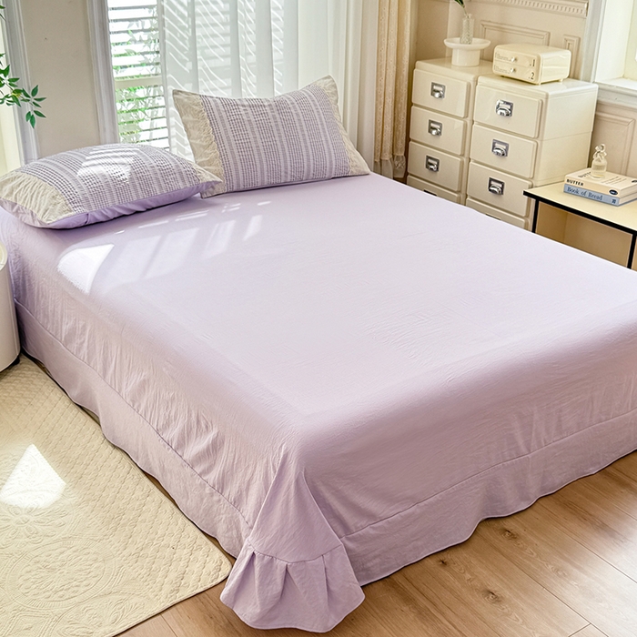 91家纺网 家纺一手货源 找家纺 大麦家纺 2025新款泡泡棉夏被夏凉被空调被夏被四件套-乐芙 乐芙-紫