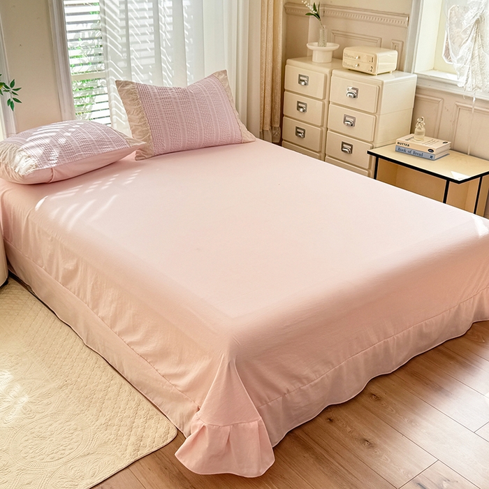 91家纺网 家纺一手货源 找家纺 大麦家纺 2025新款泡泡棉夏被夏凉被空调被夏被四件套-乐芙 乐芙-粉