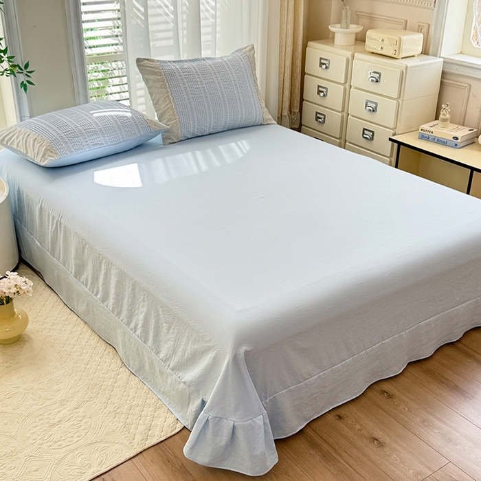 91家纺网 家纺一手货源 找家纺 大麦家纺 2025新款泡泡棉夏被夏凉被空调被夏被四件套-乐芙 乐芙-蓝