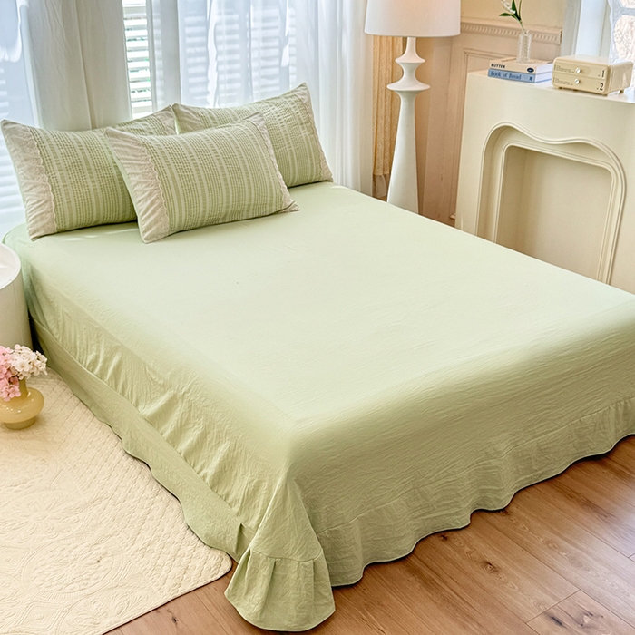 91家纺网 家纺一手货源 找家纺 大麦家纺 2025新款泡泡棉夏被夏凉被空调被夏被四件套-乐芙 乐芙-绿