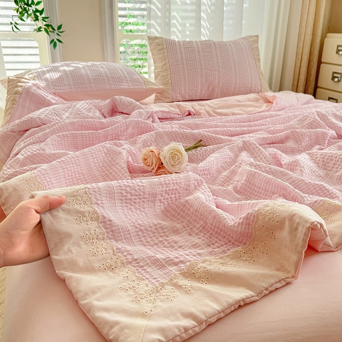 91家纺网 家纺一手货源 找家纺 （总）大麦家纺 2025新款泡泡棉夏被夏凉被空调被夏被四件套-乐芙