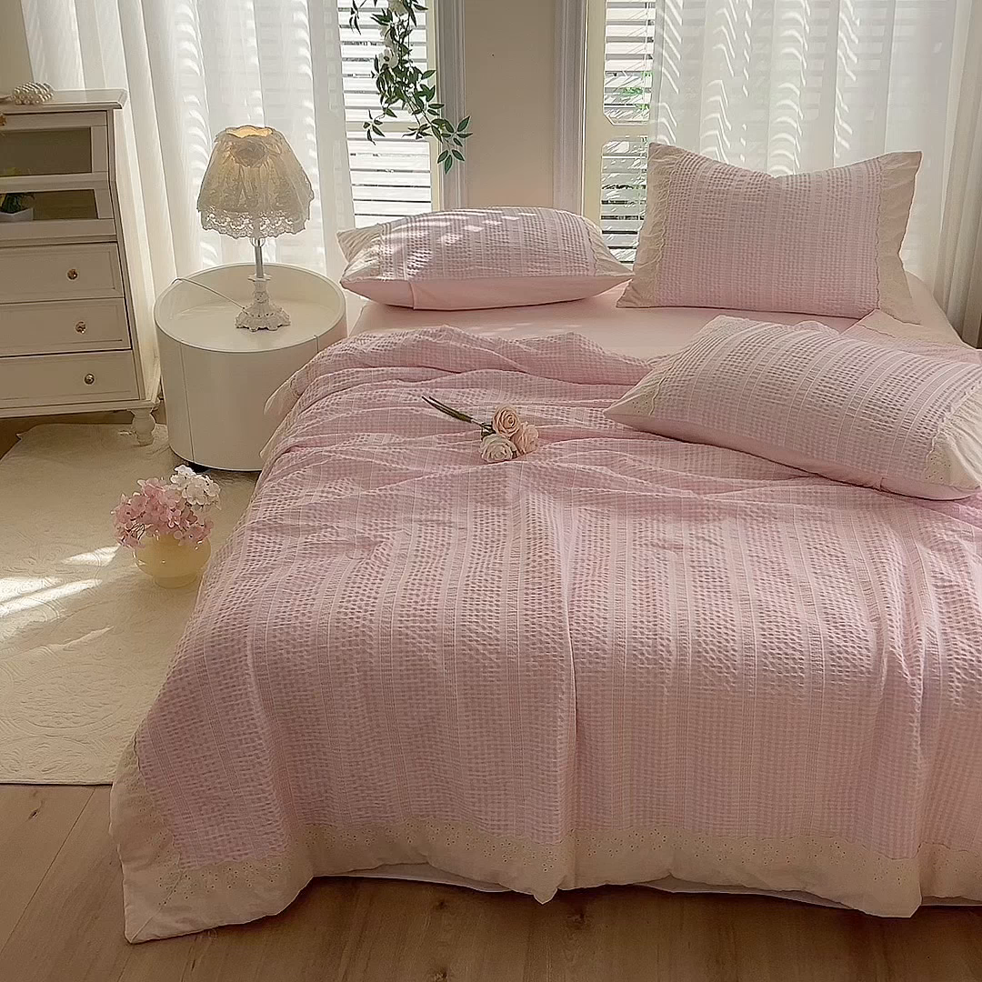 91家纺网 家纺一手货源 找家纺 （总）大麦家纺 2025新款泡泡棉夏被夏凉被空调被夏被四件套-乐芙