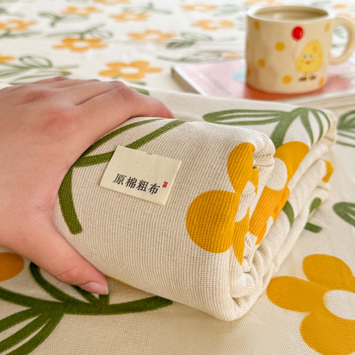 91家纺网 家纺一手货源 找家纺 梵朴 2025新款原棉老粗布床单凉席席子三件套 花叶