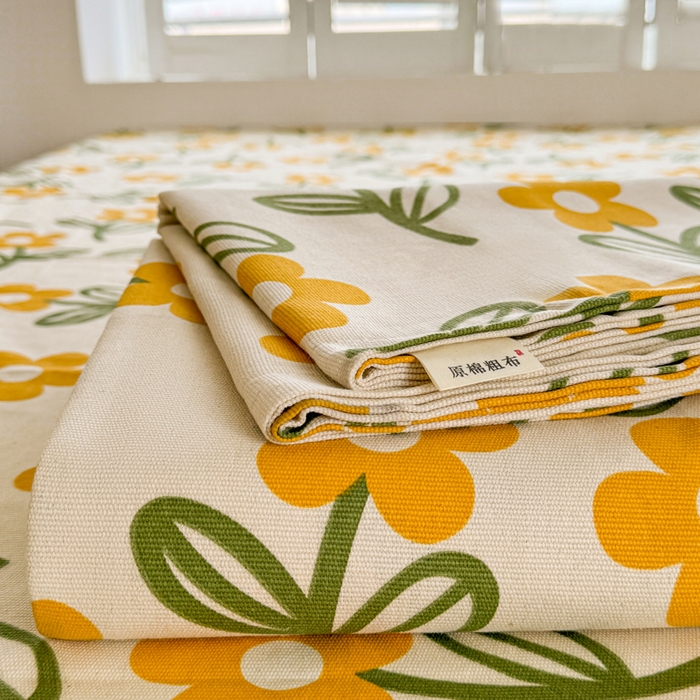 91家纺网 家纺一手货源 找家纺 梵朴 2025新款原棉老粗布床单凉席席子三件套 花叶