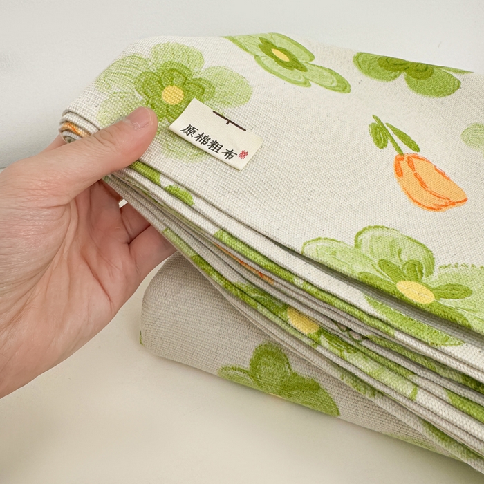 91家纺网 家纺一手货源 找家纺 梵朴 2025新款原棉老粗布床单凉席席子三件套 绿果花香兔