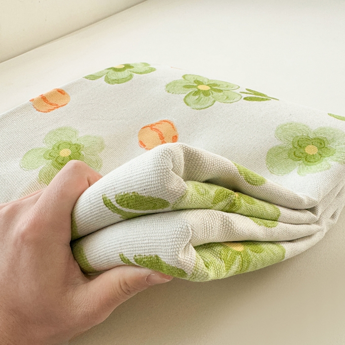 91家纺网 家纺一手货源 找家纺 梵朴 2025新款原棉老粗布床单凉席席子三件套 绿果花香兔