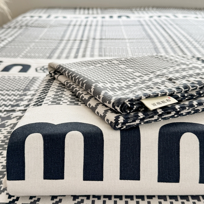 91家纺网 家纺一手货源 找家纺 梵朴 2025新款原棉老粗布床单凉席席子三件套 米兰